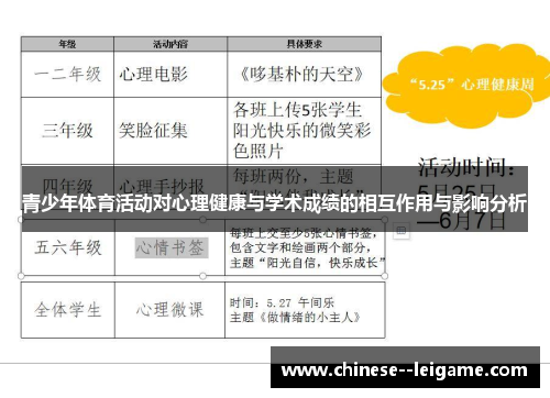 青少年体育活动对心理健康与学术成绩的相互作用与影响分析